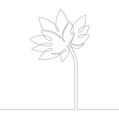 Living vegetable symbol of lotus flower . One continuous drawing line, logo single hand drawn art doodle isolated minimal illustration.