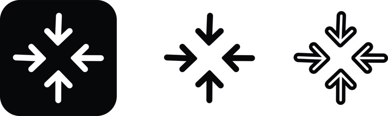 Maximize icon logo design Full Screen Arrow and Exit Screen Icons Black Silhouette flat line set. Minimalist with arrows pointing outward, representing zoom or expand functions in digital interfaces