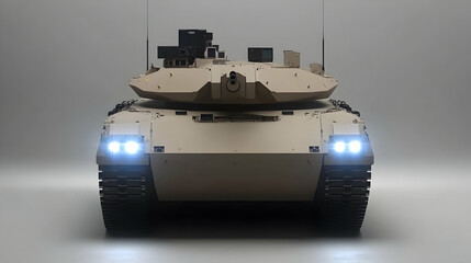 Modern tank studio shot, front view, defense