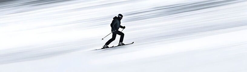 Obraz premium A skier glides down a snowy slope, showcasing the thrill of winter sports.