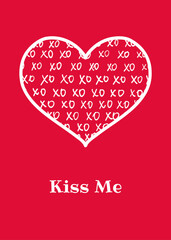 Minimalist doodle Valentine Day card. Hand drawn vector heart shape illustration. Simple love poster