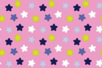 Star patches colorful cute seamless repeat pattern
