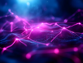 Obraz premium Abstract digital network connecting in pink hues.