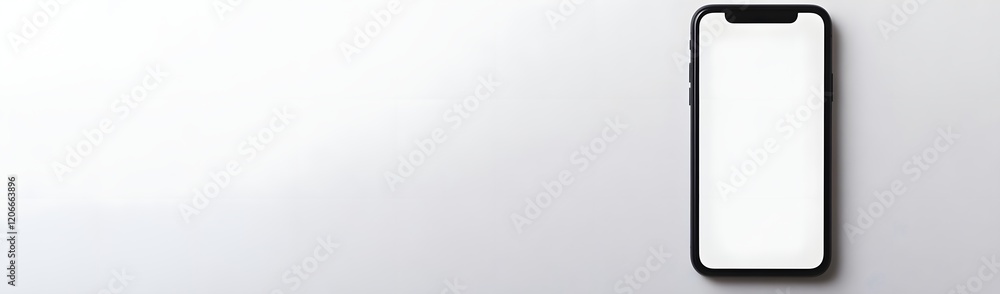 Poster a smartphone displayed on a minimalist background, emphasizing its design.