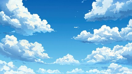 Fluffy Cloudscape: A Serene Daytime Sky