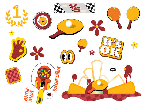 pingpong table tennis vector collection illustration set flyer banner advertising marketing