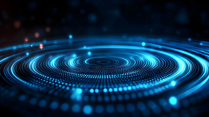 Futuristic blue digital ripple effect.
