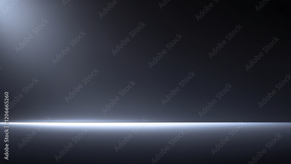 Poster abstract minimalist dark background with a horizon line of light creating depth