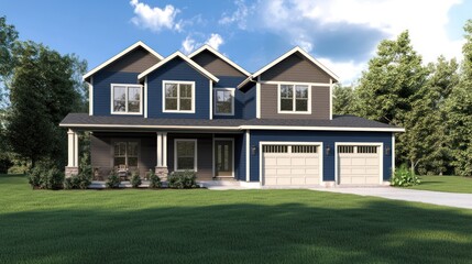 Obraz premium Modern House Exterior with a Large Yard