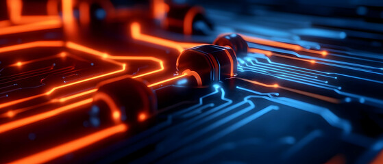 Fototapeta premium Close-up of vibrant circuit board design.