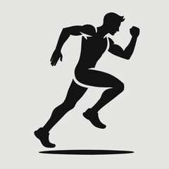 Fototapeta premium Running with arms pumping silhouette in black on a white background