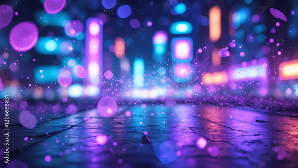 Aufkleber abstract city lights with bokeh and sparkles creating magical atmosphere
