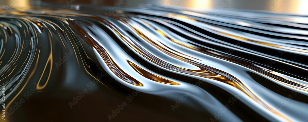 Aufkleber smooth metallic waves flowing in a reflective surface texture