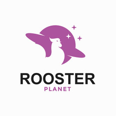 rooster planet simple logo in negative space