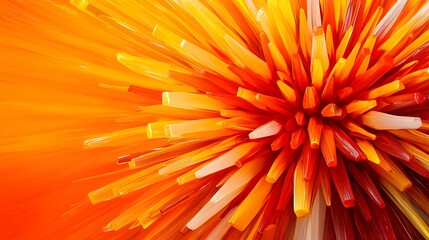 Abstract Orange and Red Spiky Explosion Art
