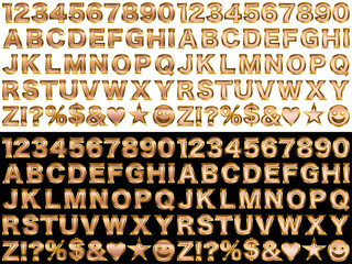 文字フチ1金、8桃金