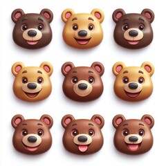 Obraz premium 3D Bear Face Emoji Icon Isolated and White Background