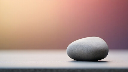Single pebble with peach gradient backdrop.