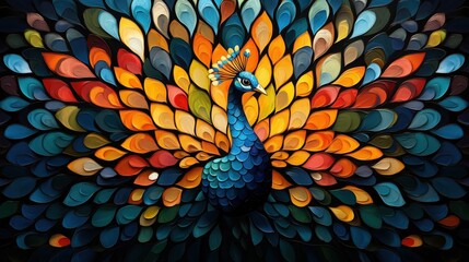 Vibrant peacock with colorful feather display