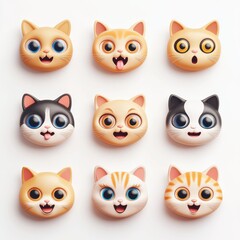 Fototapeta premium 3D Cat Face Emoji Icon Isolated and White Background