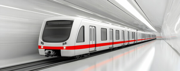 Modern train in subway tunnel, transit