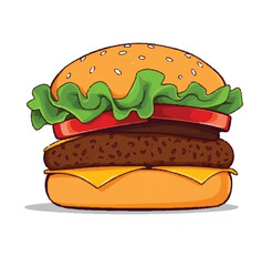 Vector Illustration of Delicious Cheese Burger with transparent background.