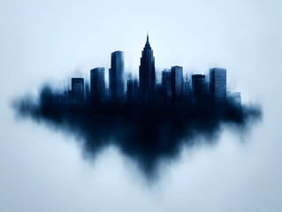 Fototapeta premium Mysterious city skyline in foggy atmosphere.