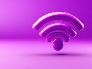 Purple wireless symbol on a modern background.