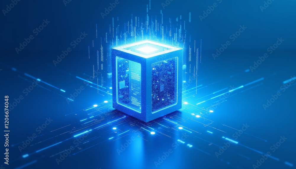 Aufkleber holographic quantum computing core visualization