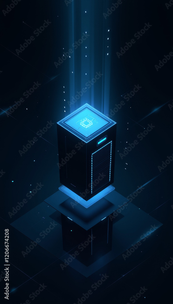 Aufkleber isometric quantum computing processor concept