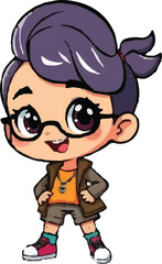 Vector Illustration Cute Cartoon Girl Character Illustration
