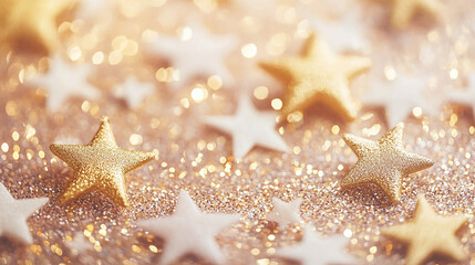 shining stars on light pastel christmas background