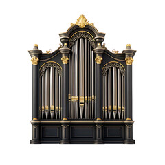 pipe organ Advertisement isolated on white background full depth of field 