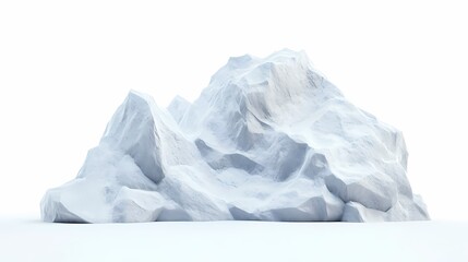 Realistic Mountainous Snow Cap Rock with Intricate Texture and Sharp Edges Set Against a Bright White Background for Nature and Adventure Themes