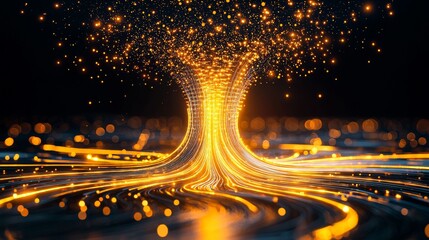 Agentic ai evolution neural growth in abstract forms digital realm visual art dynamic perspective
