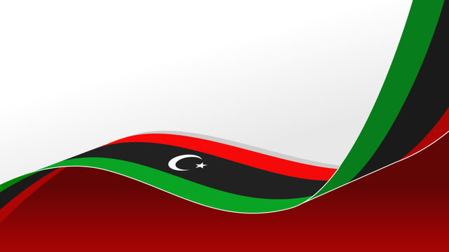 Waving ribbon with flag of Libya. for national day poster design