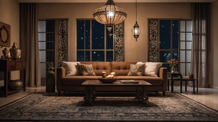 arabic setting for a majlis with traditional Living room ramadan decoration