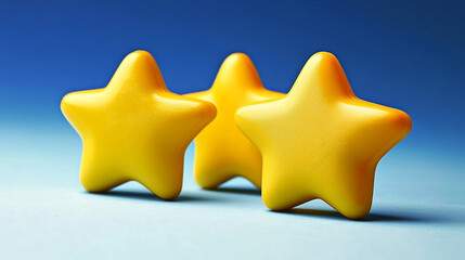 Bright yellow star shapes on a blue background create a joyful visual effect