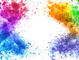 Obraz premium Rainbow Watercolor Splashes Frame Design