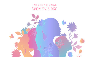 International women's day background with flower and gradient style for horizontal design