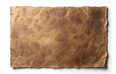 Obraz premium Aged, crumpled, brown paper texture with burnt edges isolated on white.