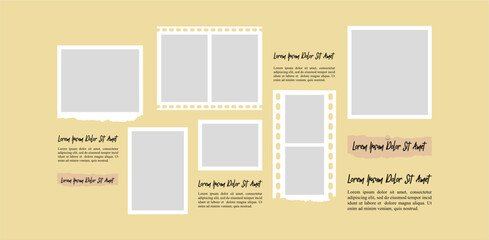 Pictures or photos frame collage. comics page grid layout abstract photo frames and digital photo wall template