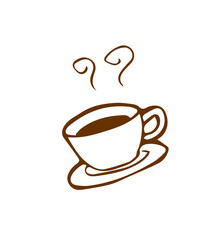 Coffee doodle drawing icon. A cup of coffee drink hand drawn sketch