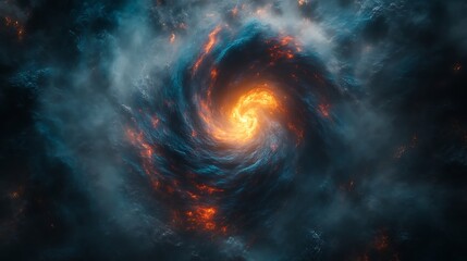 Fiery Cosmic Swirl A Celestial Vortex Of Fire And Ice