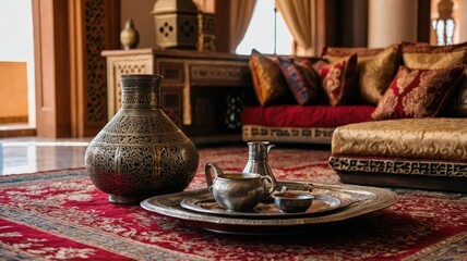 arabic setting for a majlis with traditional Living room ramadan decoration