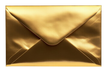 Golden envelope on transparent background, luxury stationery and elegance concept
