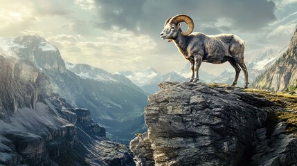 Bighorn Sheep on Mountain Peak