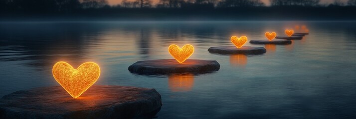 Valentine's Day Heart Background with Glowing Hearts