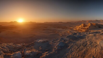 Fototapeta premium Desert Temple Sunset Golden Hour Ancient Ruins