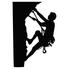 Black Silhouette of People Climbing. Vector Illustration